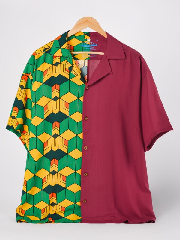Water Pillar Hawaiian Shirt  (Oversize Kimono Fit)